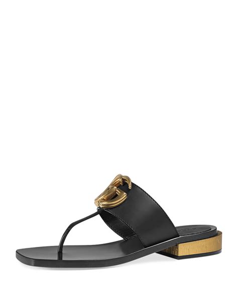 gucci marmont logo sandals|Gucci Marmont leather thong sandals.